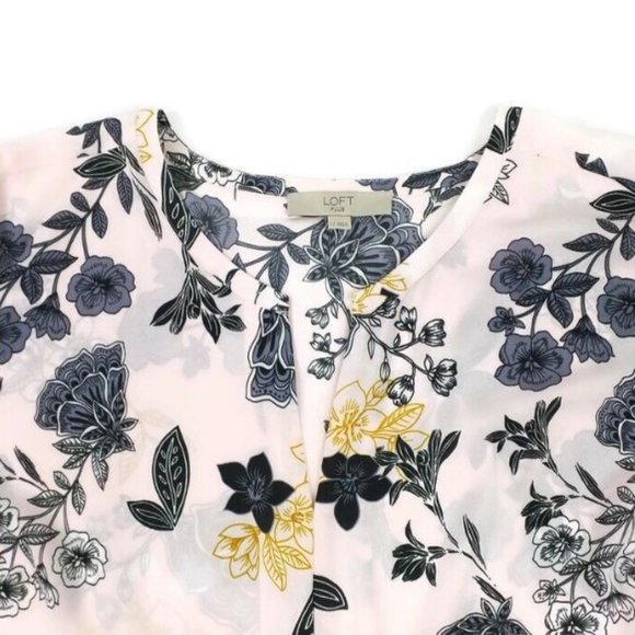 Loft Plus Pink Floral Print Long Sleeve Semi Sheer Blouse Womens Size 22 - Picture 7 of 16